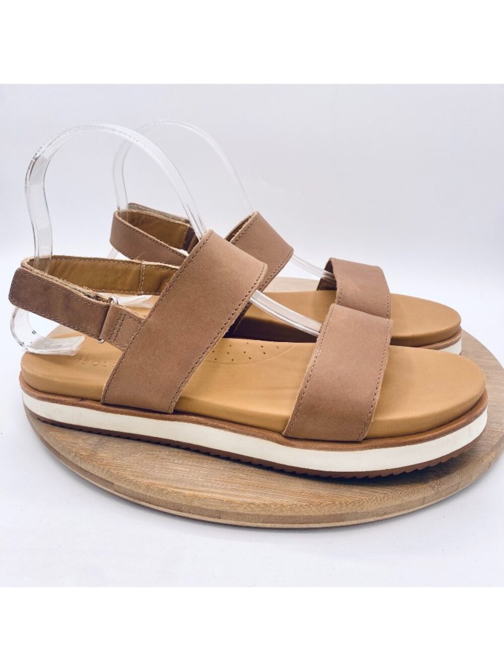 Nisolo Sandals Womens 8.5 Tan Leather Slingback Go To Platform Peep Minimalist